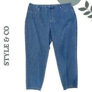 Style & Co Plus Size 2X | Blue Jean Look Stretch Capris | Casual Fit